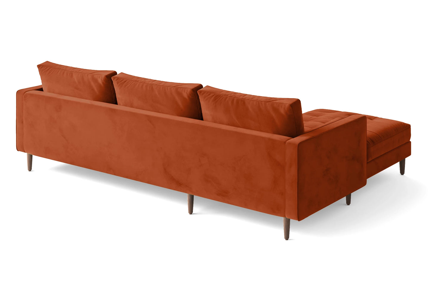 Gela 3 Seater Right Hand Facing Chaise Lounge Corner Sofa Orange Velvet