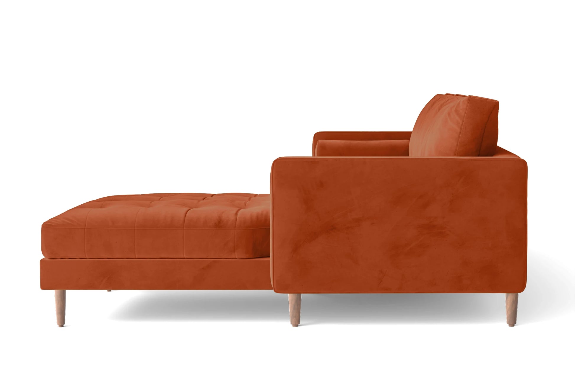 Gela 3 Seater Right Hand Facing Chaise Lounge Corner Sofa Orange Velvet