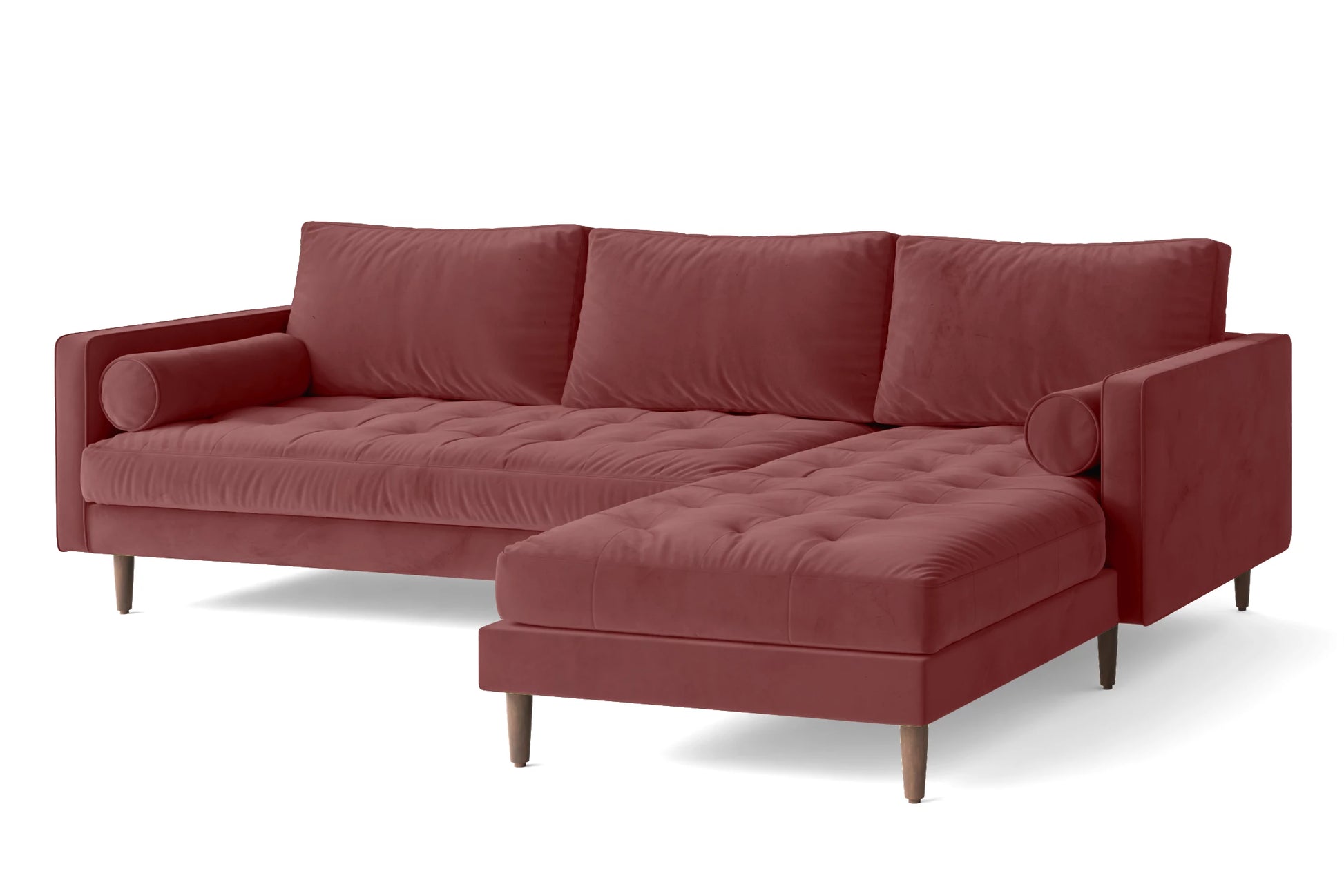 Gela 3 Seater Right Hand Facing Chaise Lounge Corner Sofa Pink Velvet