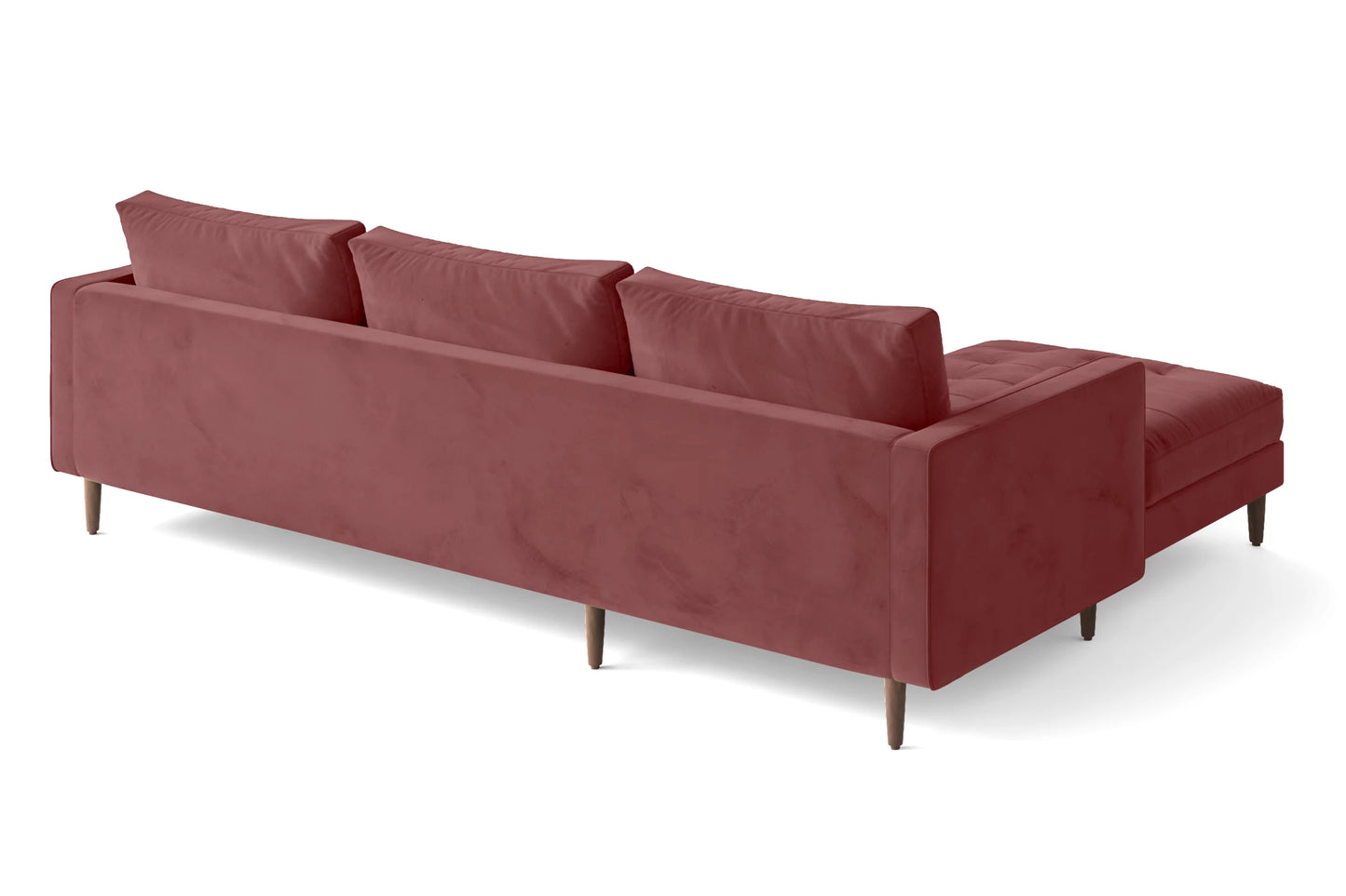 Gela 3 Seater Right Hand Facing Chaise Lounge Corner Sofa Pink Velvet