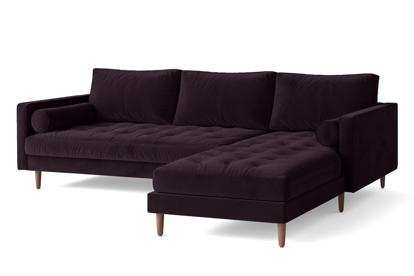 Gela 3 Seater Right Hand Facing Chaise Lounge Corner Sofa Purple Velvet