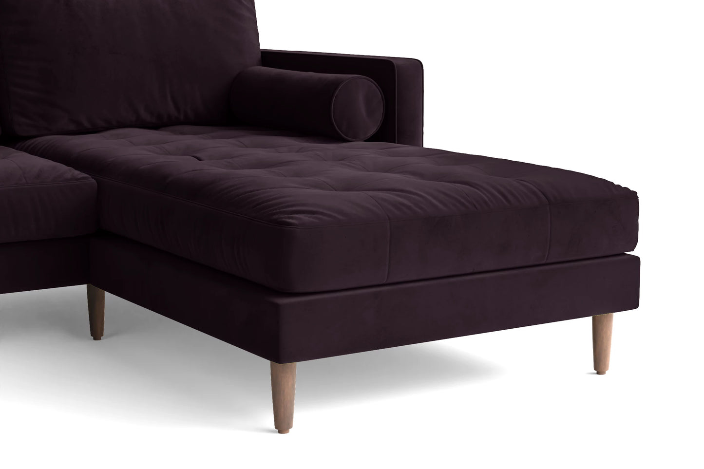 Gela 3 Seater Right Hand Facing Chaise Lounge Corner Sofa Purple Velvet