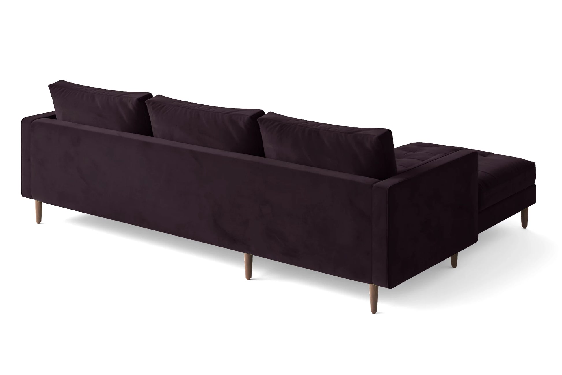 Gela 3 Seater Right Hand Facing Chaise Lounge Corner Sofa Purple Velvet