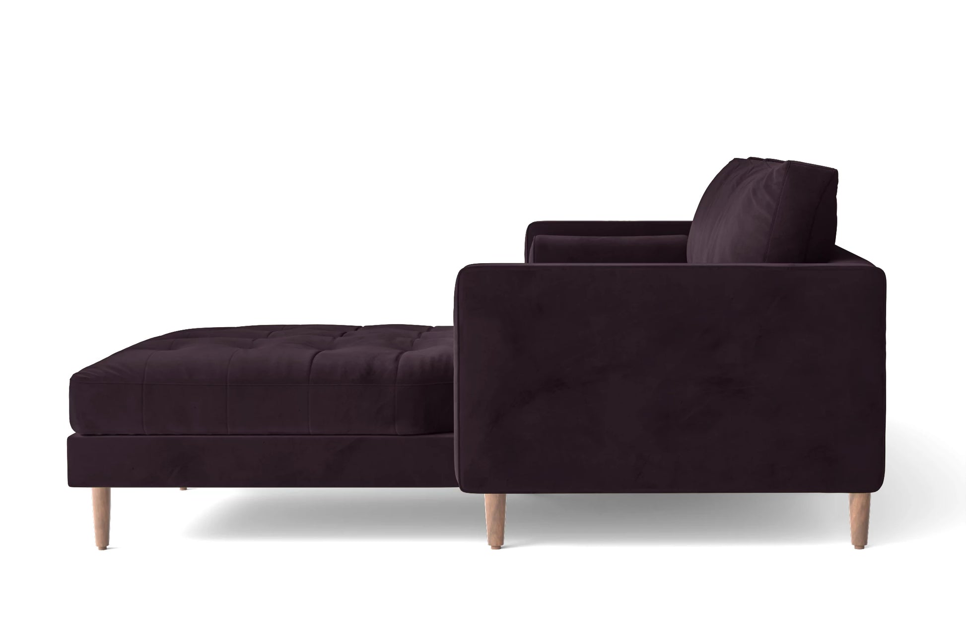 Gela 3 Seater Right Hand Facing Chaise Lounge Corner Sofa Purple Velvet