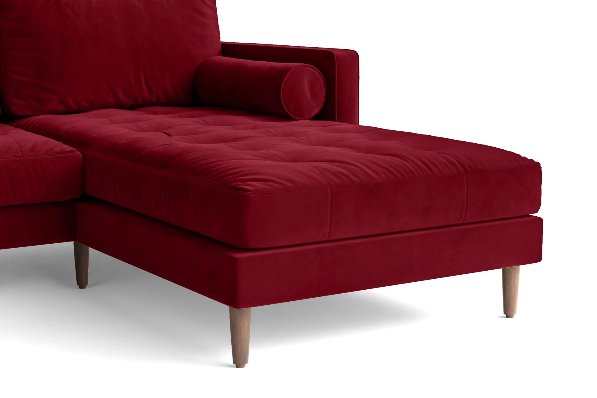 Gela 3 Seater Right Hand Facing Chaise Lounge Corner Sofa Red Velvet