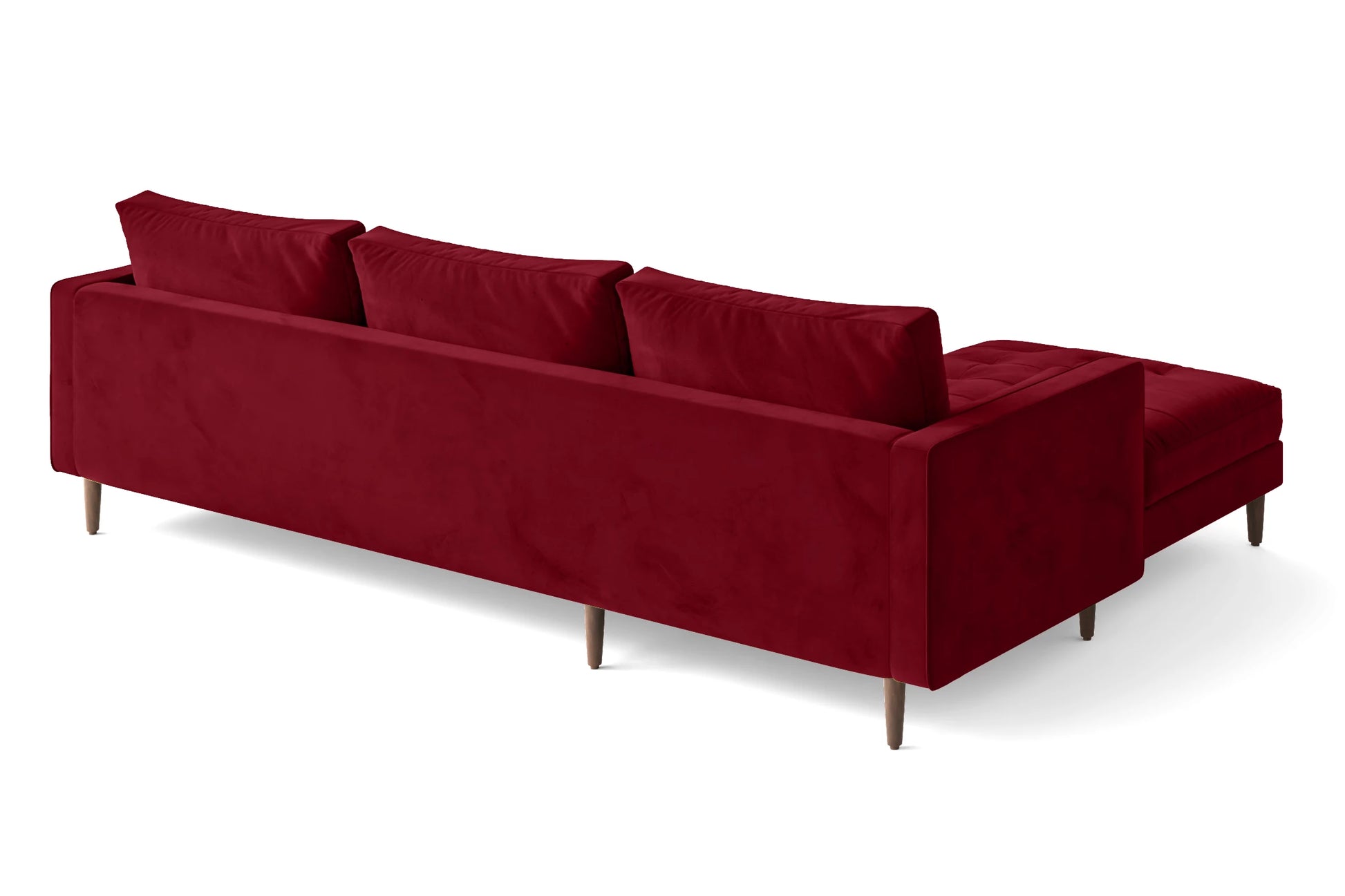 Gela 3 Seater Right Hand Facing Chaise Lounge Corner Sofa Red Velvet