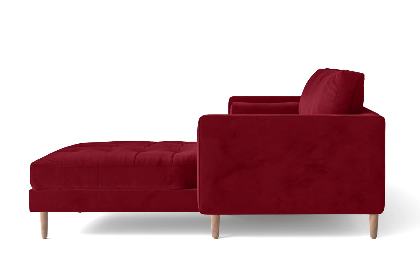 Gela 3 Seater Right Hand Facing Chaise Lounge Corner Sofa Red Velvet