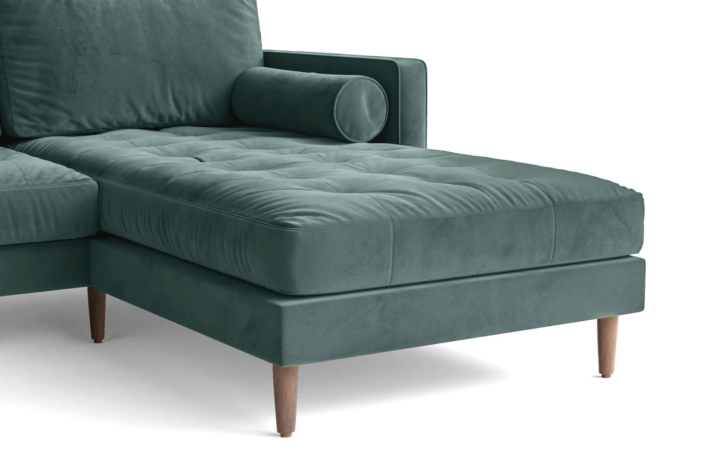 Gela 3 Seater Right Hand Facing Chaise Lounge Corner Sofa Teal Velvet