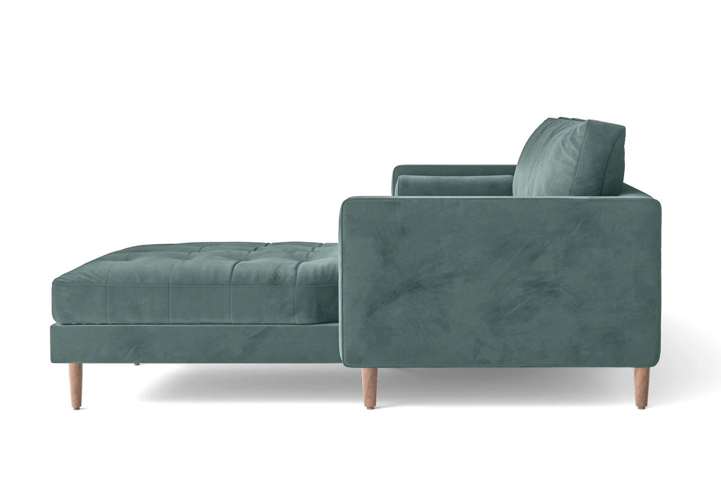 Gela 3 Seater Right Hand Facing Chaise Lounge Corner Sofa Teal Velvet