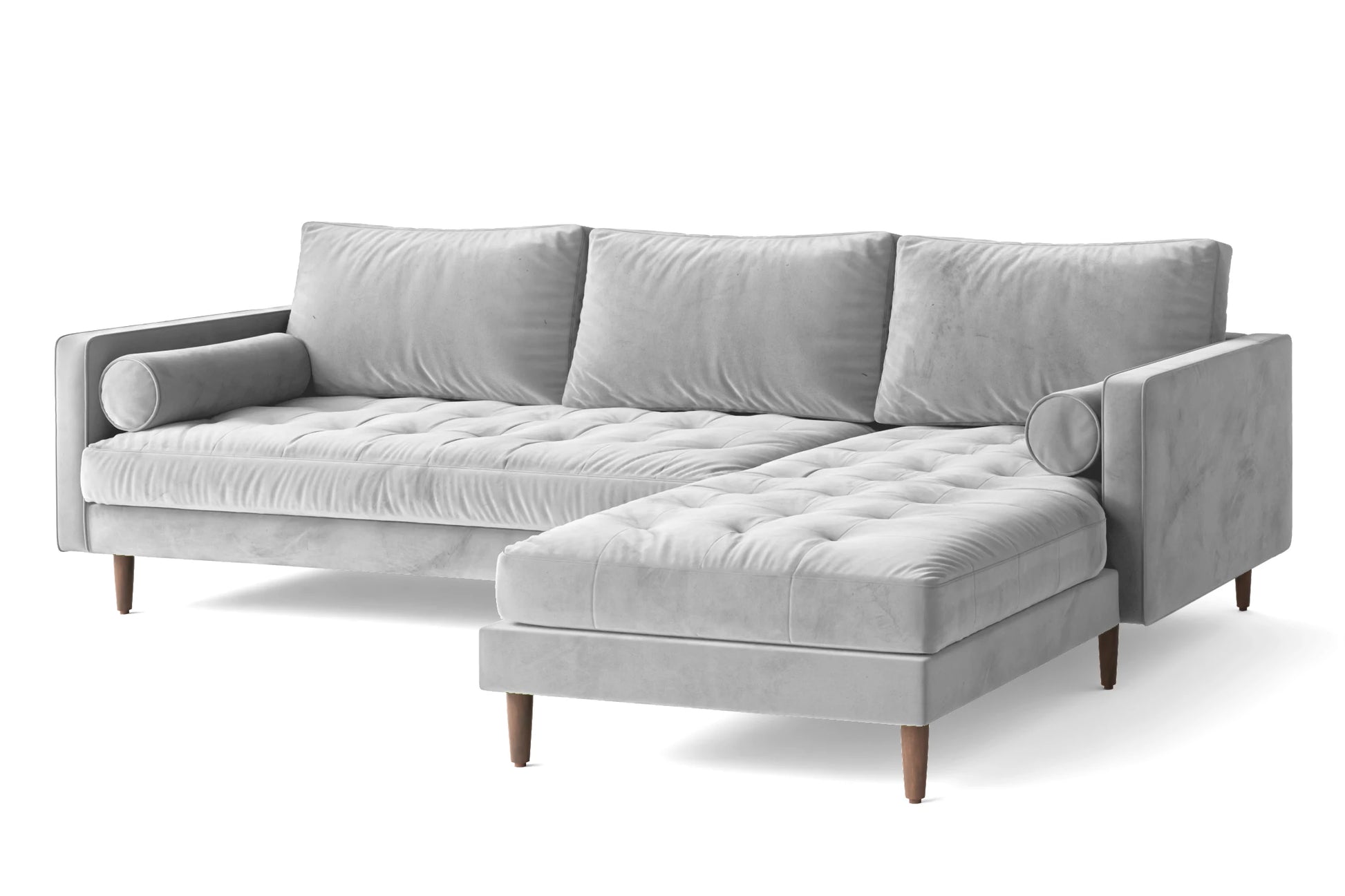 Gela 3 Seater Right Hand Facing Chaise Lounge Corner Sofa White Velvet