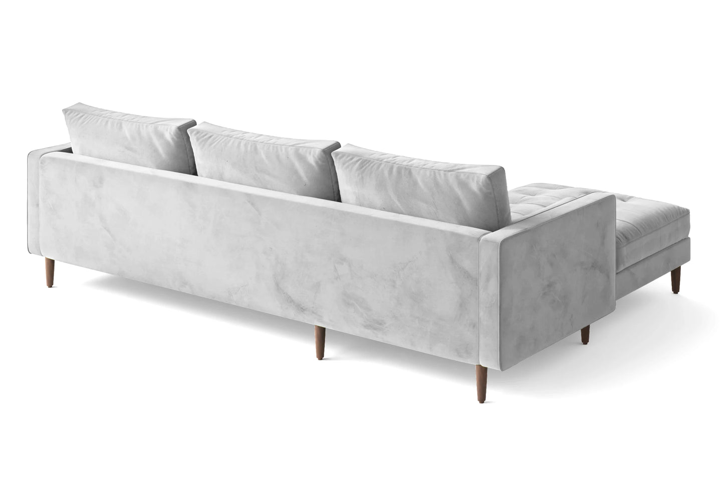 Gela 3 Seater Right Hand Facing Chaise Lounge Corner Sofa White Velvet