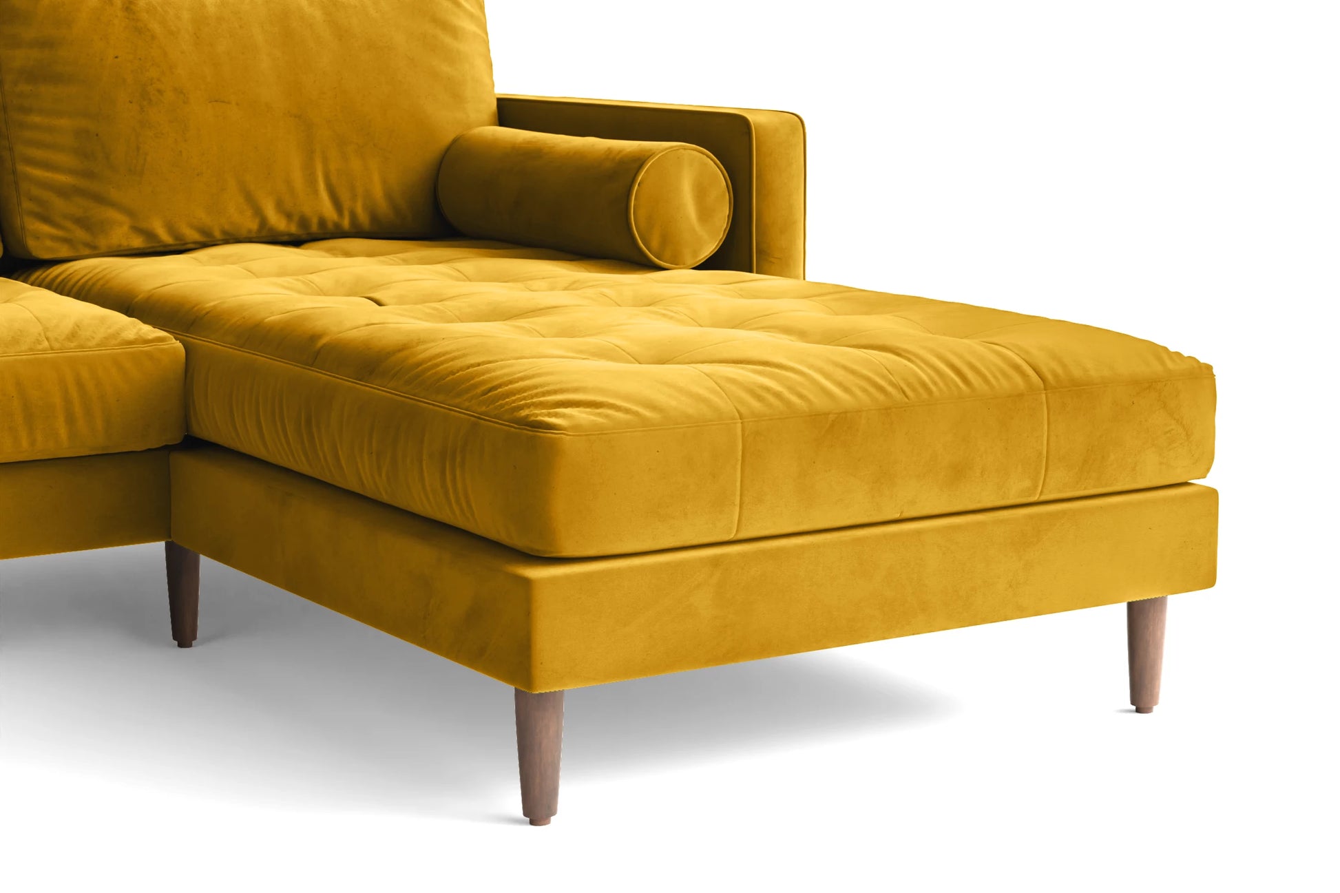 Gela 3 Seater Right Hand Facing Chaise Lounge Corner Sofa Yellow Velvet