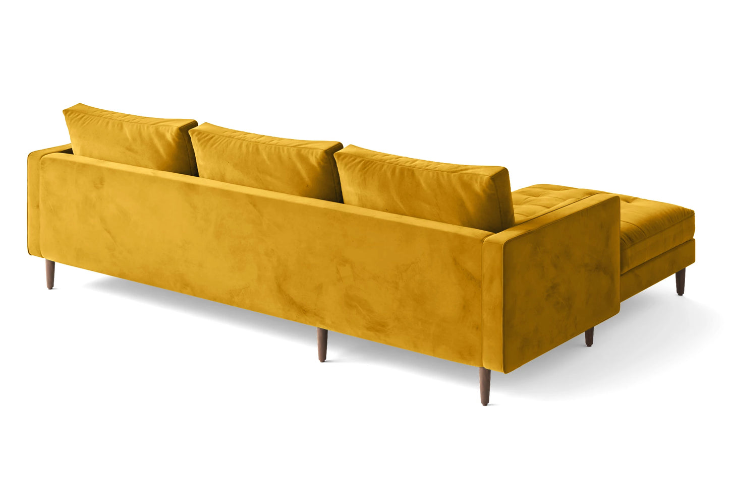 Gela 3 Seater Right Hand Facing Chaise Lounge Corner Sofa Yellow Velvet