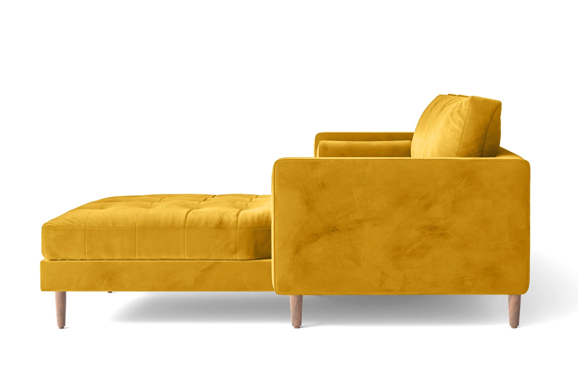 Gela 3 Seater Right Hand Facing Chaise Lounge Corner Sofa Yellow Velvet