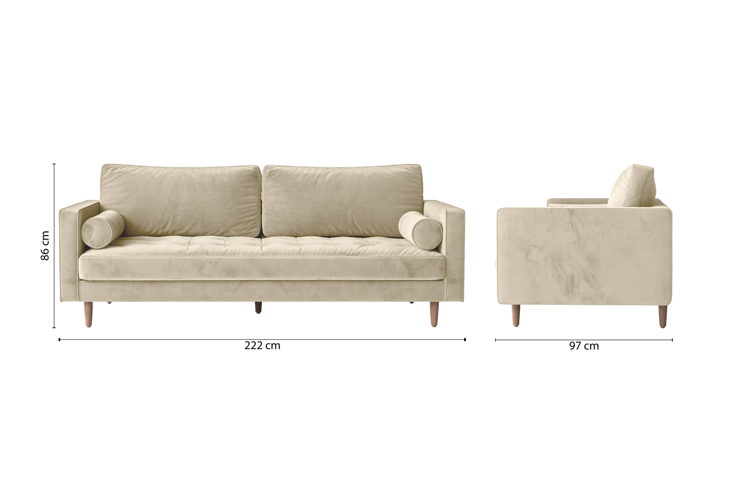 Gela 3 Seater Sofa Cream Velvet