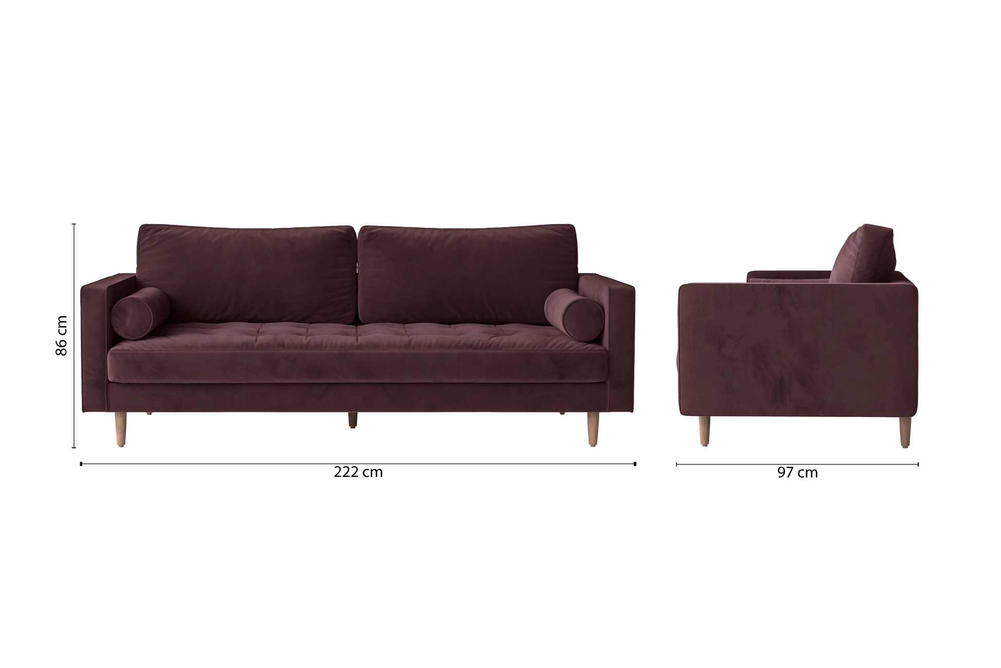 Gela 3 Seater Sofa Grape Velvet