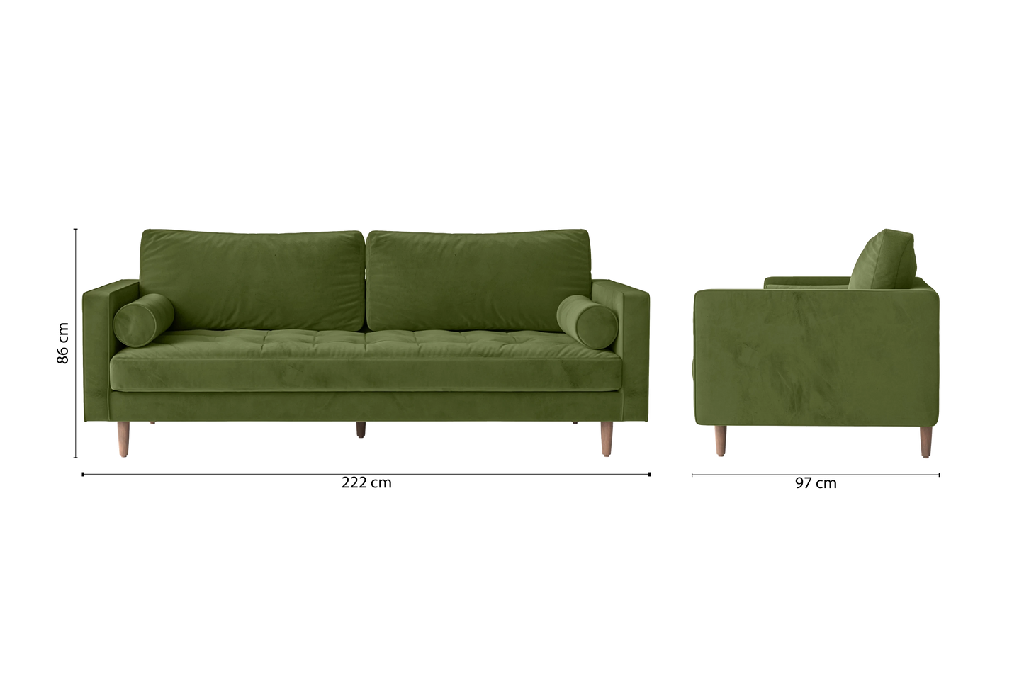 Gela 3 Seater Sofa Lime Velvet