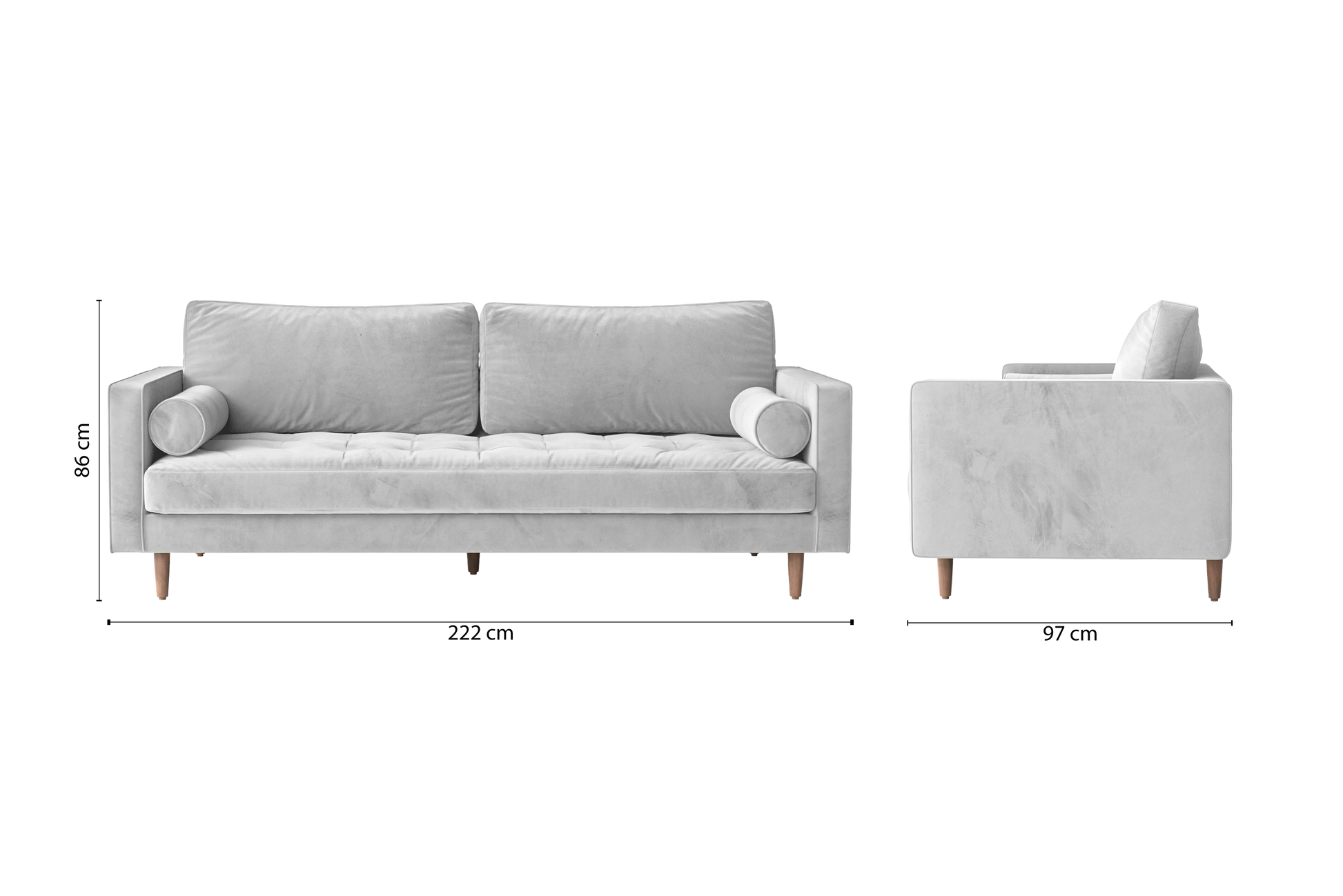 Gela 3 Seater Sofa White Velvet