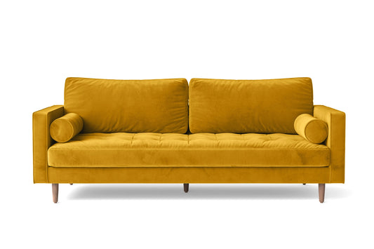 Gela 3 Seater Sofa Yellow Velvet