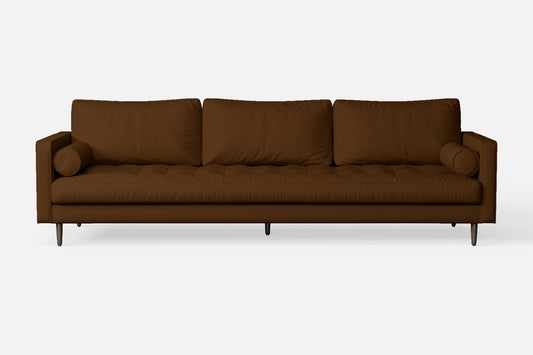 Gela 4 Seater Sofa Walnut Brown Leather