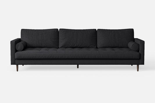 Gela 4 Seater Sofa Dark Grey Linen Fabric