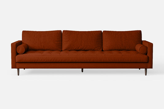 Gela 4 Seater Sofa Orange Linen Fabric