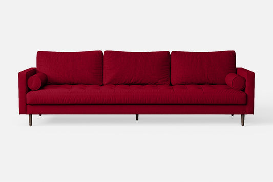 Gela 4 Seater Sofa Red Linen Fabric