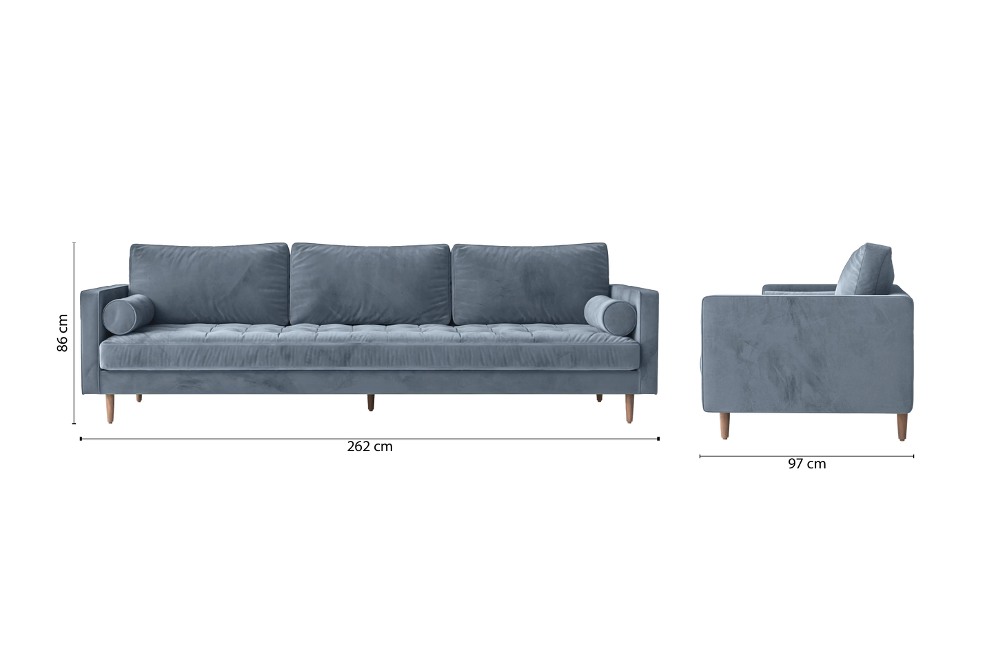 Gela 4 Seater Sofa Baby Blue Velvet