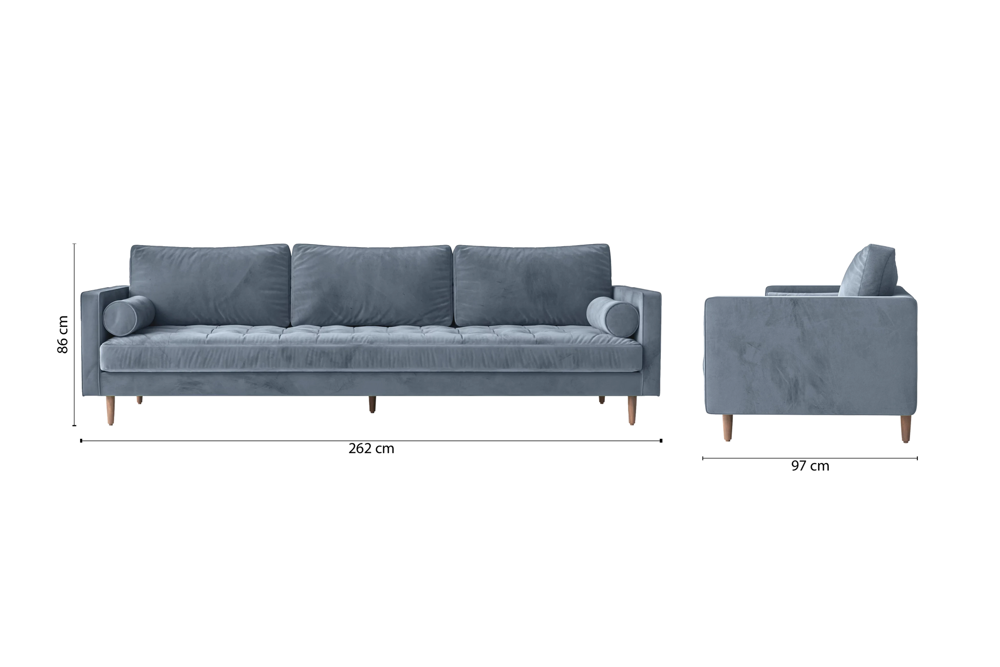 Gela 4 Seater Sofa Baby Blue Velvet