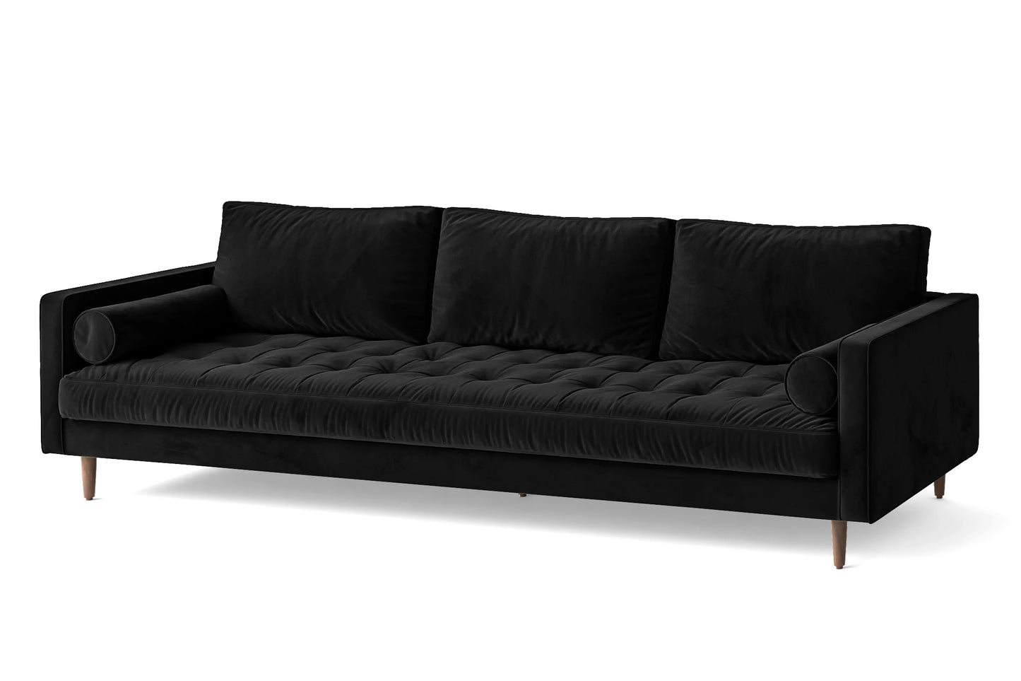 Gela 4 Seater Sofa Black Velvet