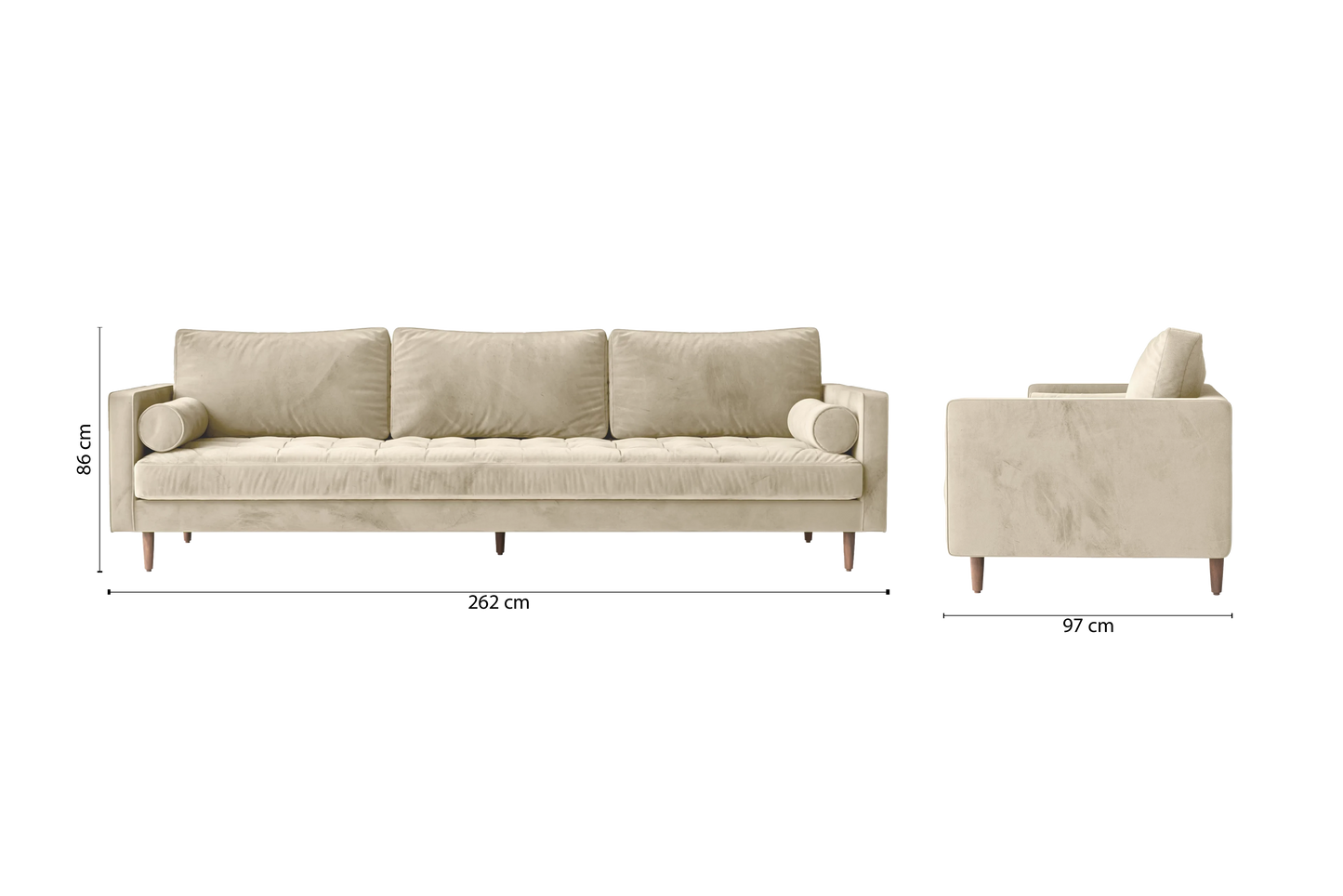 Gela 4 Seater Sofa Cream Velvet