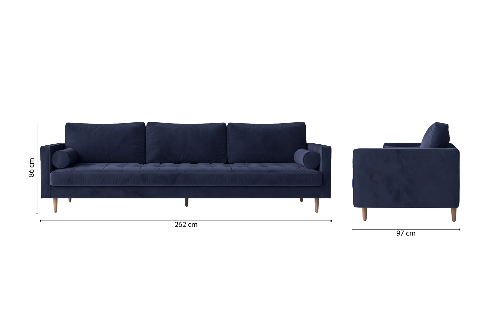 Gela 4 Seater Sofa Dark Blue Velvet