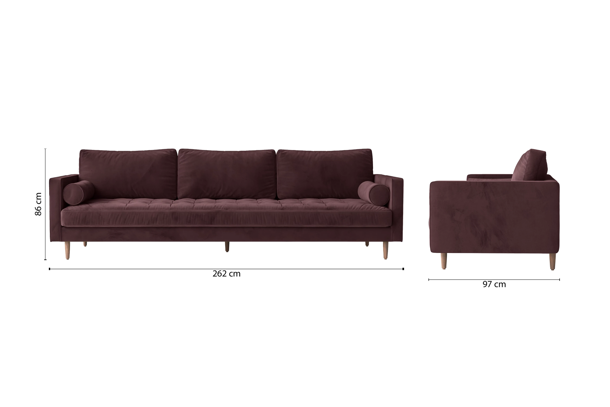 Gela 4 Seater Sofa Grape Velvet