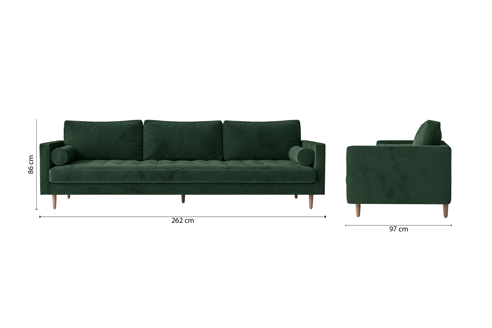 Gela 4 Seater Sofa Green Velvet