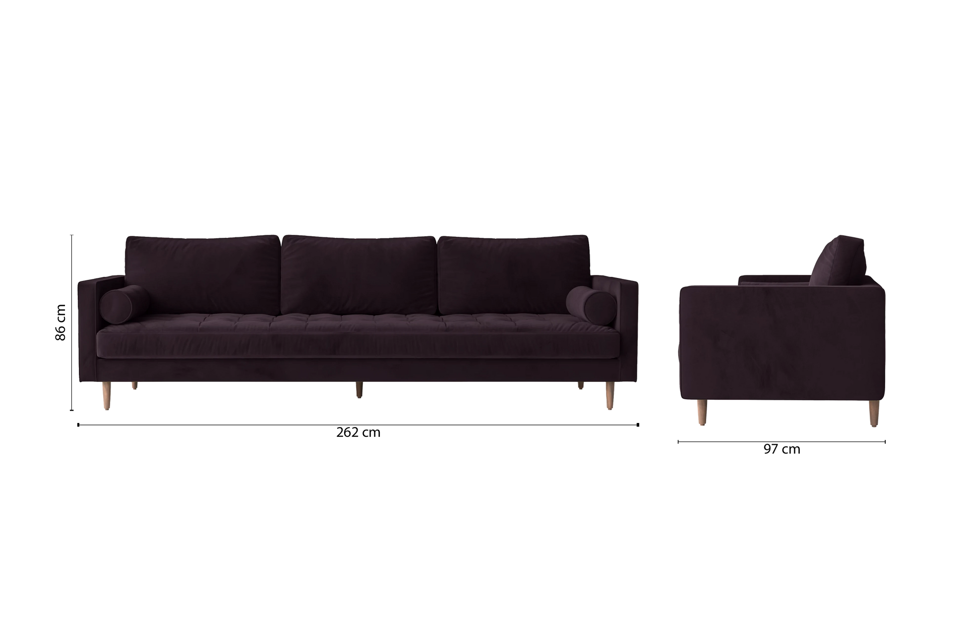 Gela 4 Seater Sofa Purple Velvet