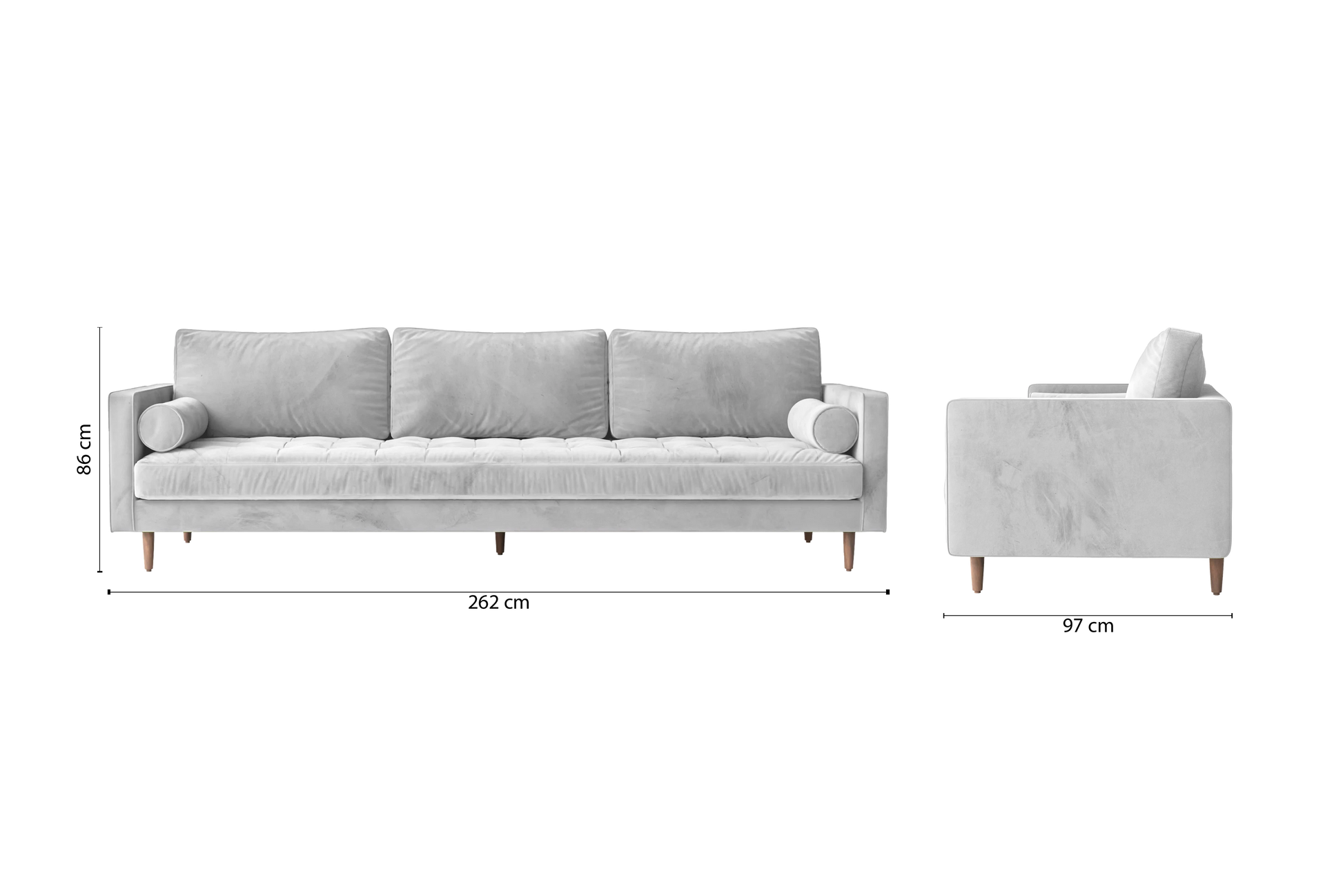 Gela 4 Seater Sofa White Velvet