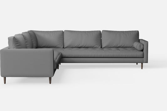 Gela 5 Seater Corner Sofa Grey Leather