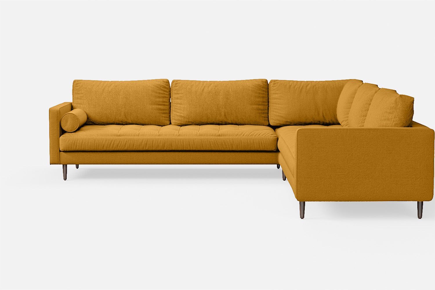 Gela 5 Seater Corner Sofa Yellow Linen Fabric