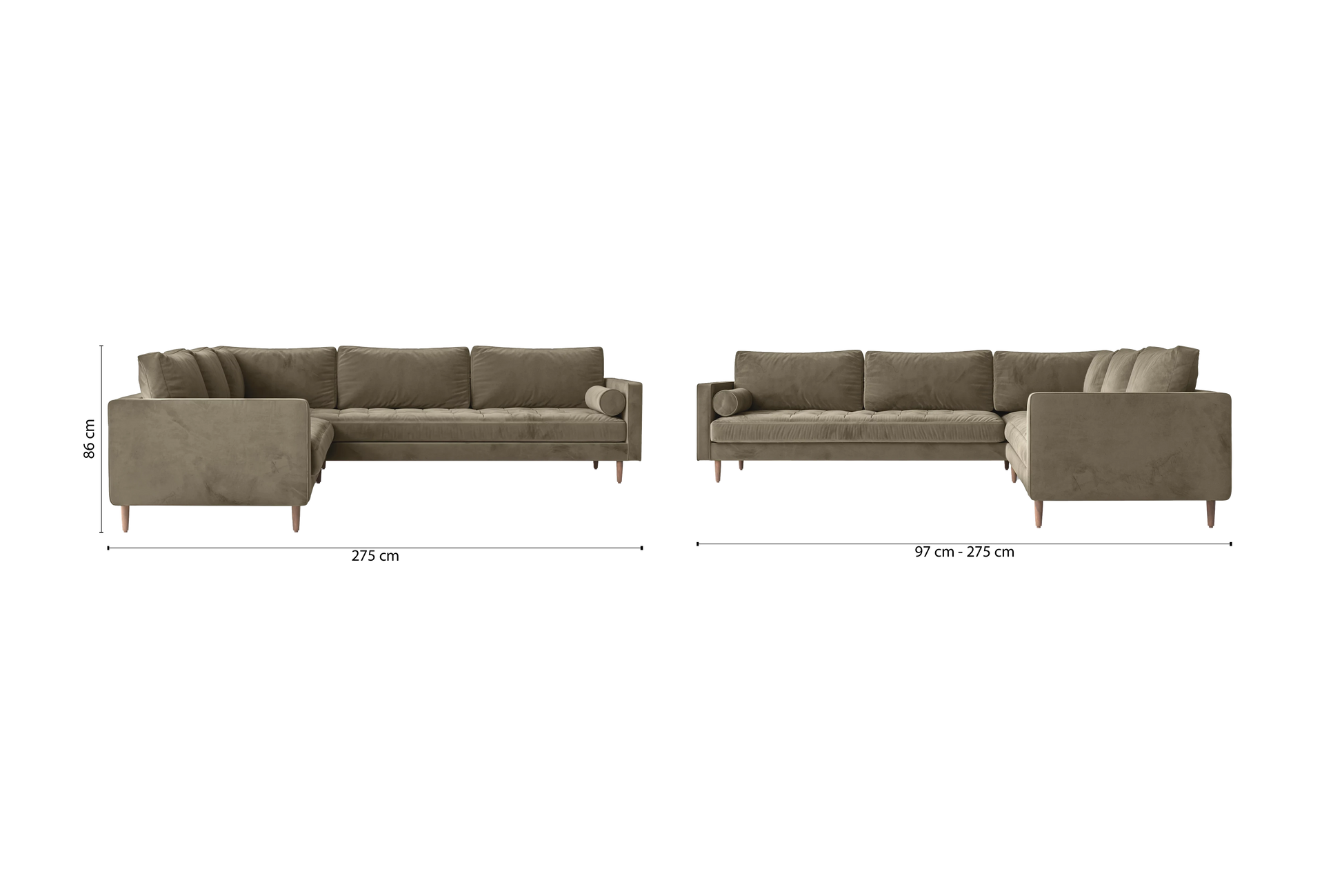 Gela 5 Seater Corner Sofa Sand Velvet