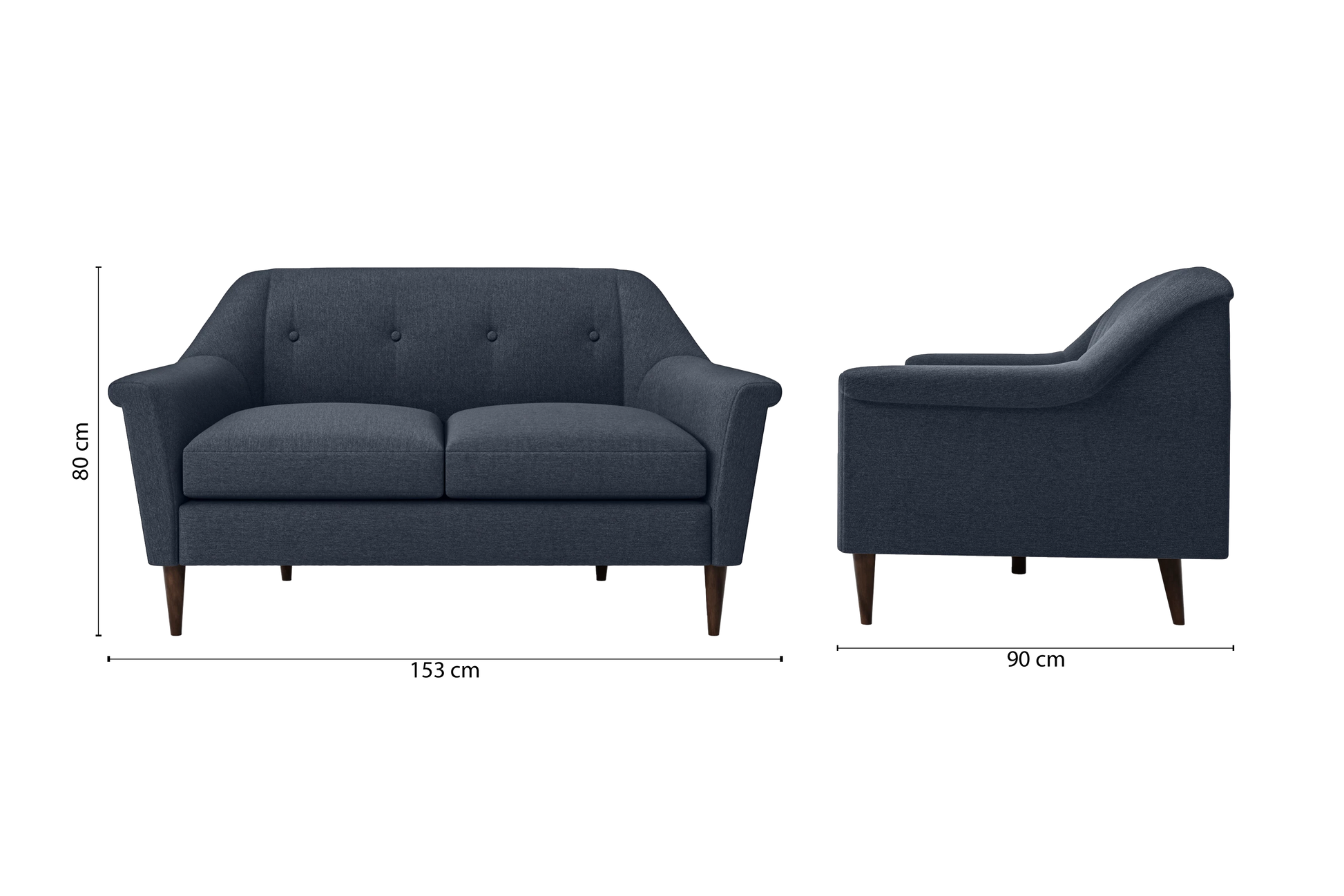 Giovanni 2 Seater Sofa Dark Blue Linen Fabric