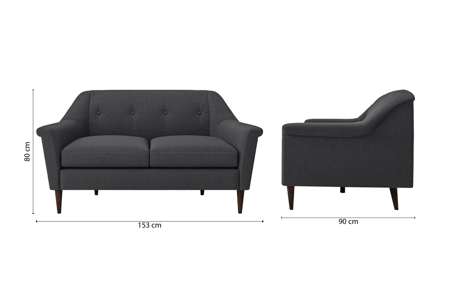 Giovanni 2 Seater Sofa Dark Grey Linen Fabric