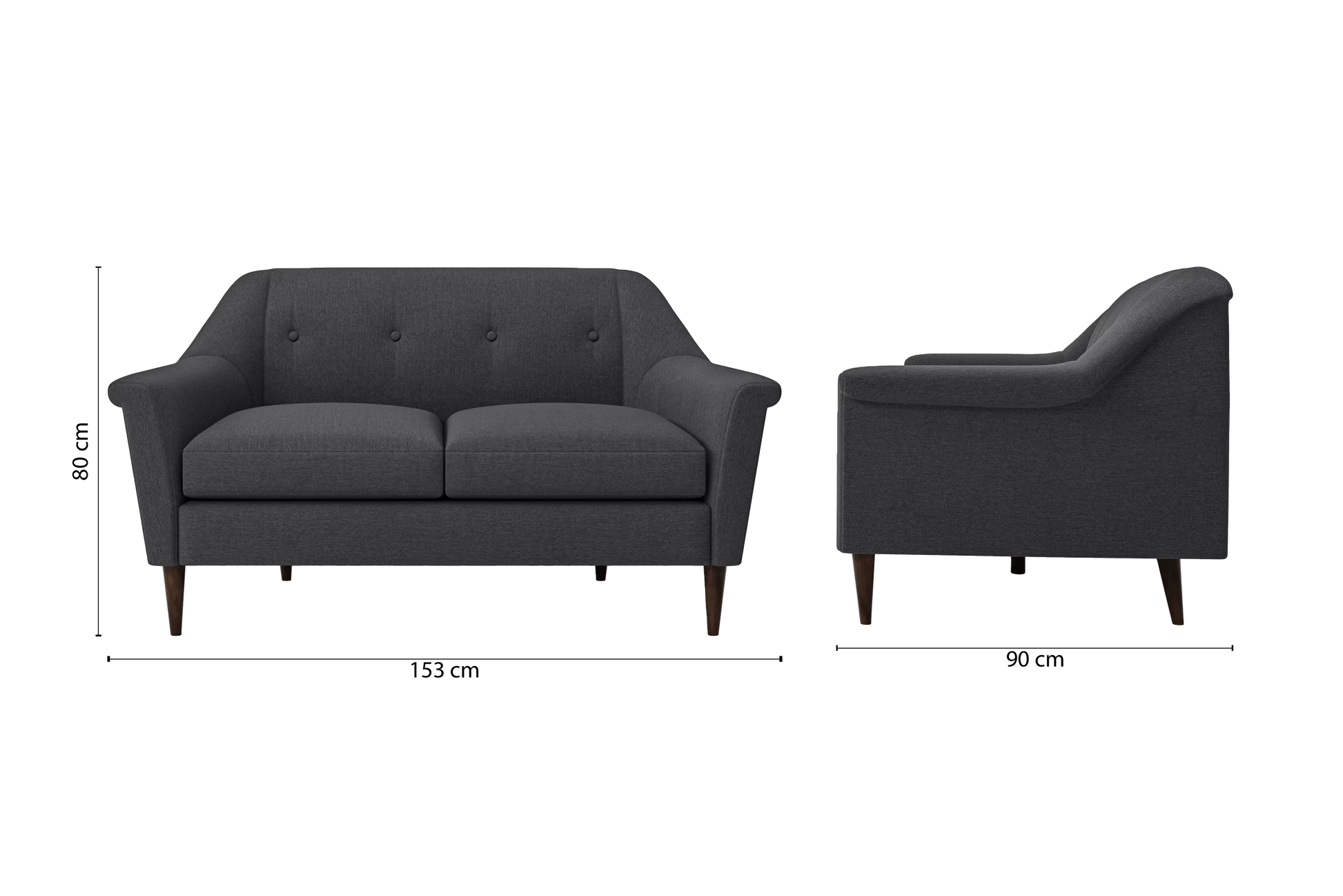 Giovanni 2 Seater Sofa Dark Grey Linen Fabric