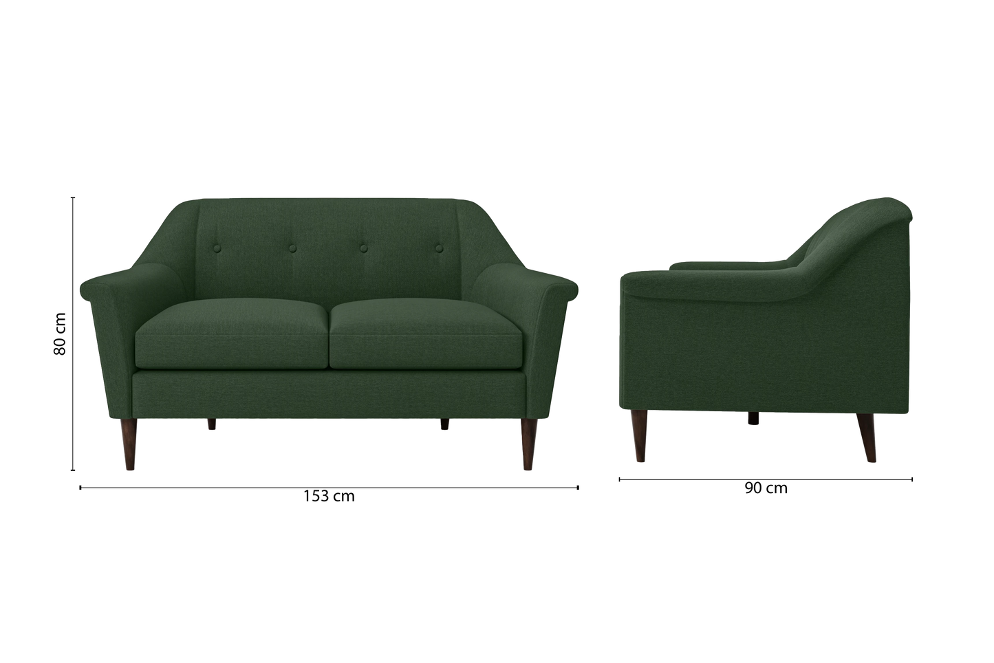 Giovanni 2 Seater Sofa Forest Green Linen Fabric