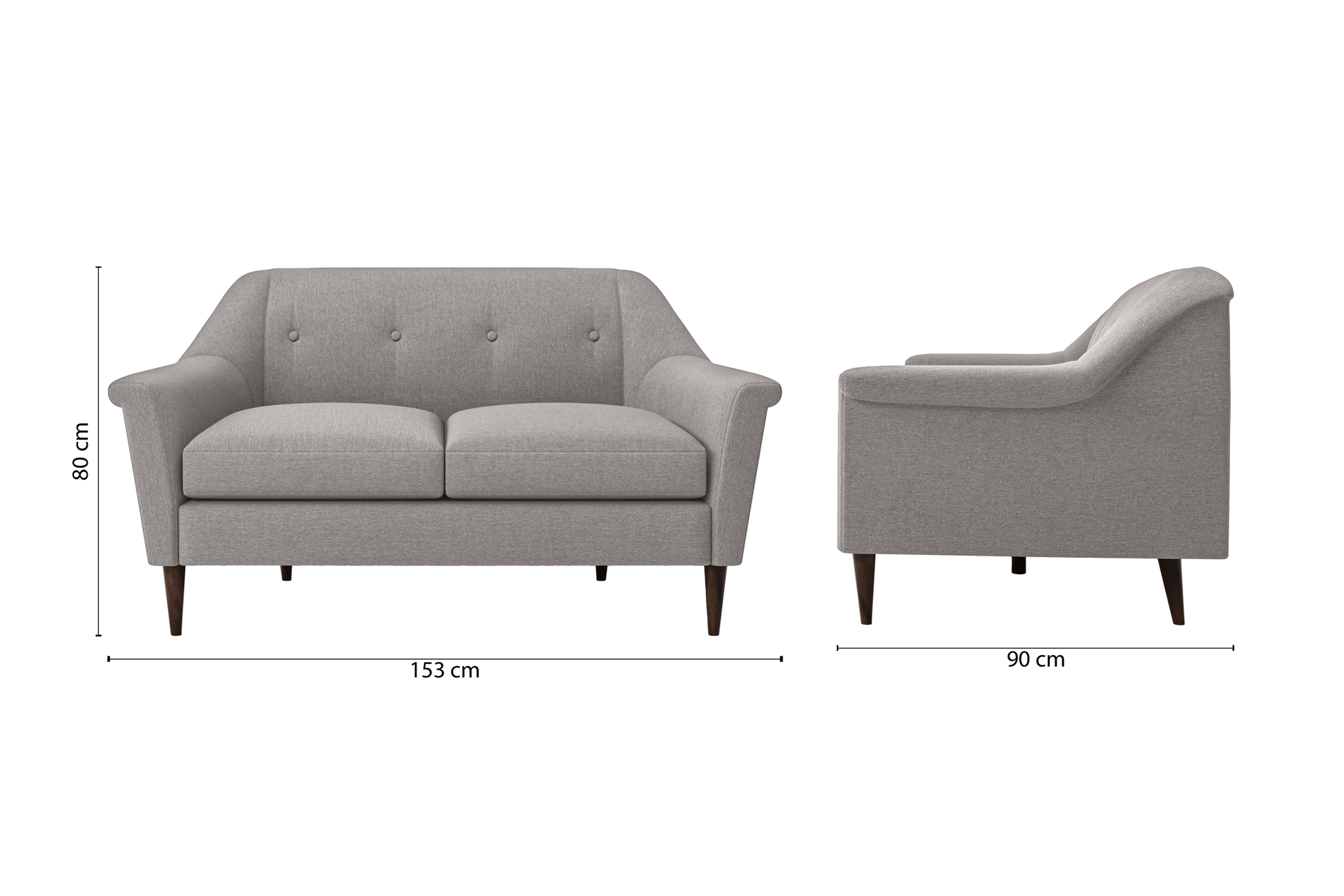 Giovanni 2 Seater Sofa Grey Linen Fabric