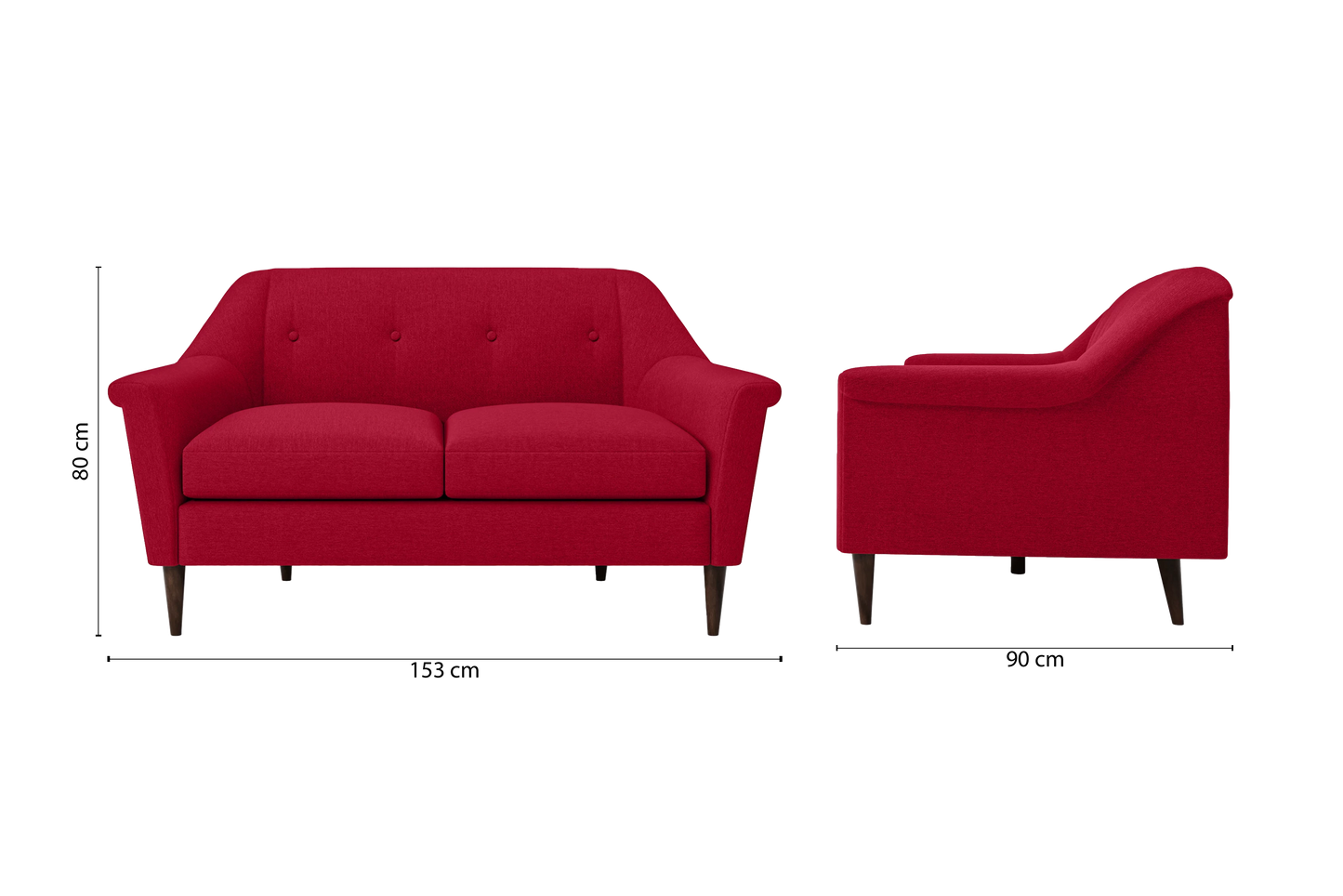 Giovanni 2 Seater Sofa Red Linen Fabric