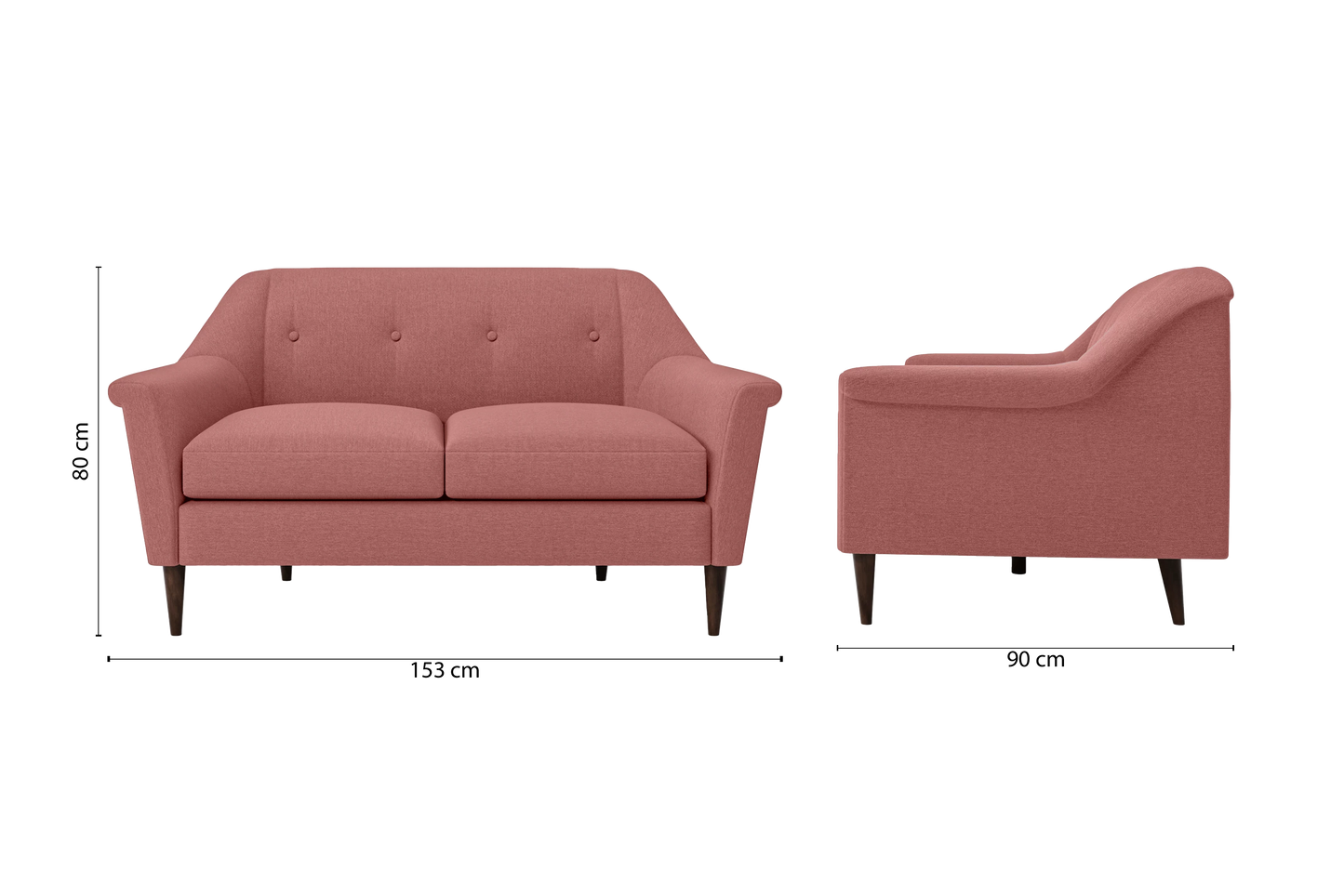 Giovanni 2 Seater Sofa Rose Pink Linen Fabric