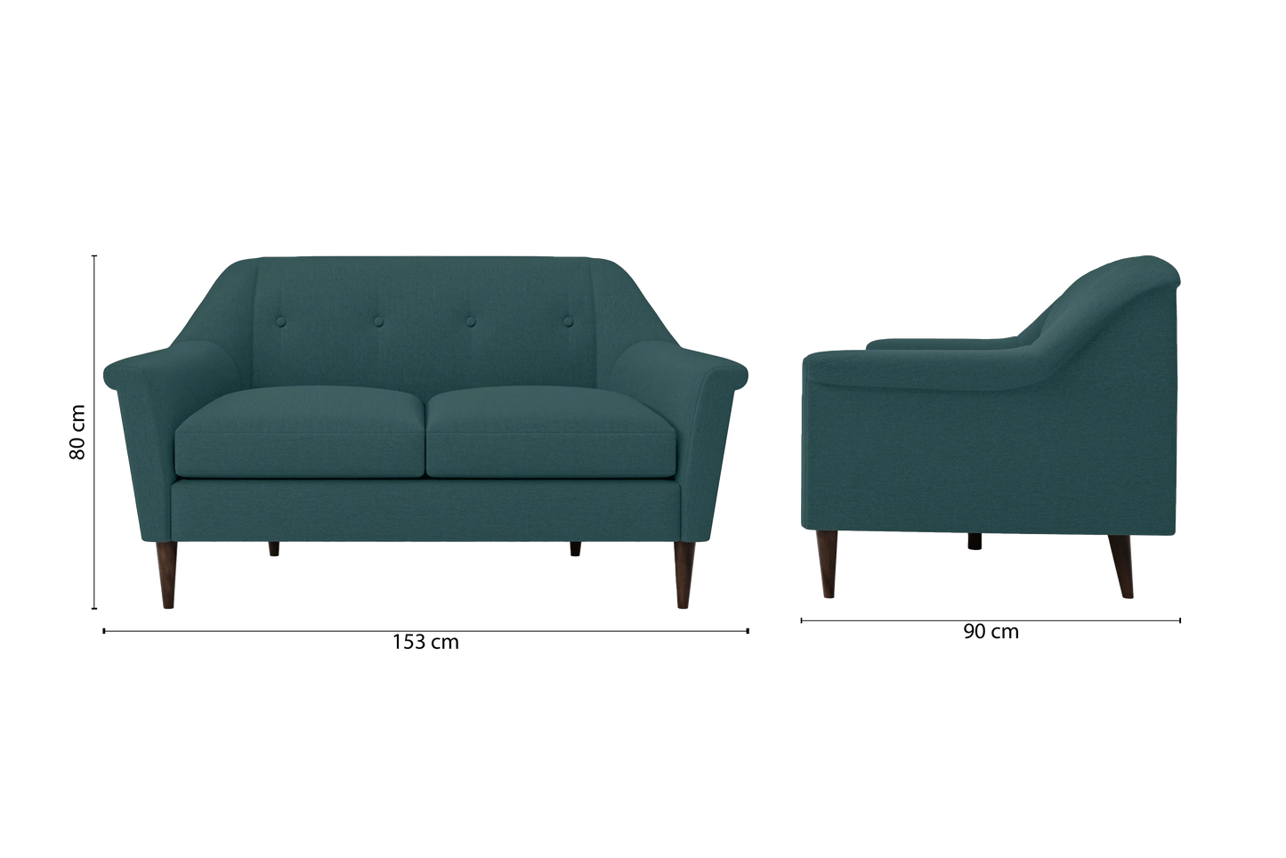 Giovanni 2 Seater Sofa Teal Linen Fabric