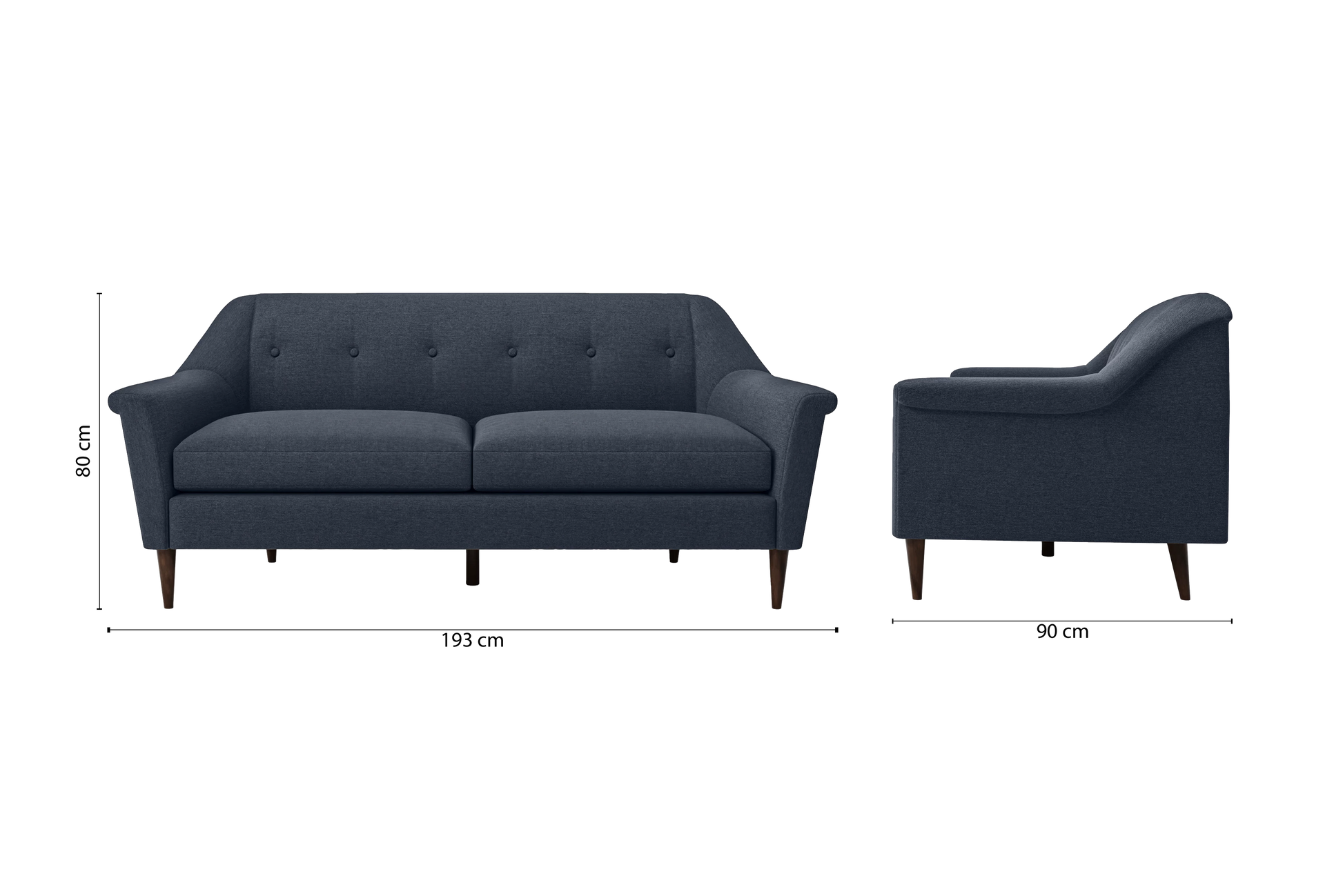 Giovanni 3 Seater Sofa Dark Blue Linen Fabric