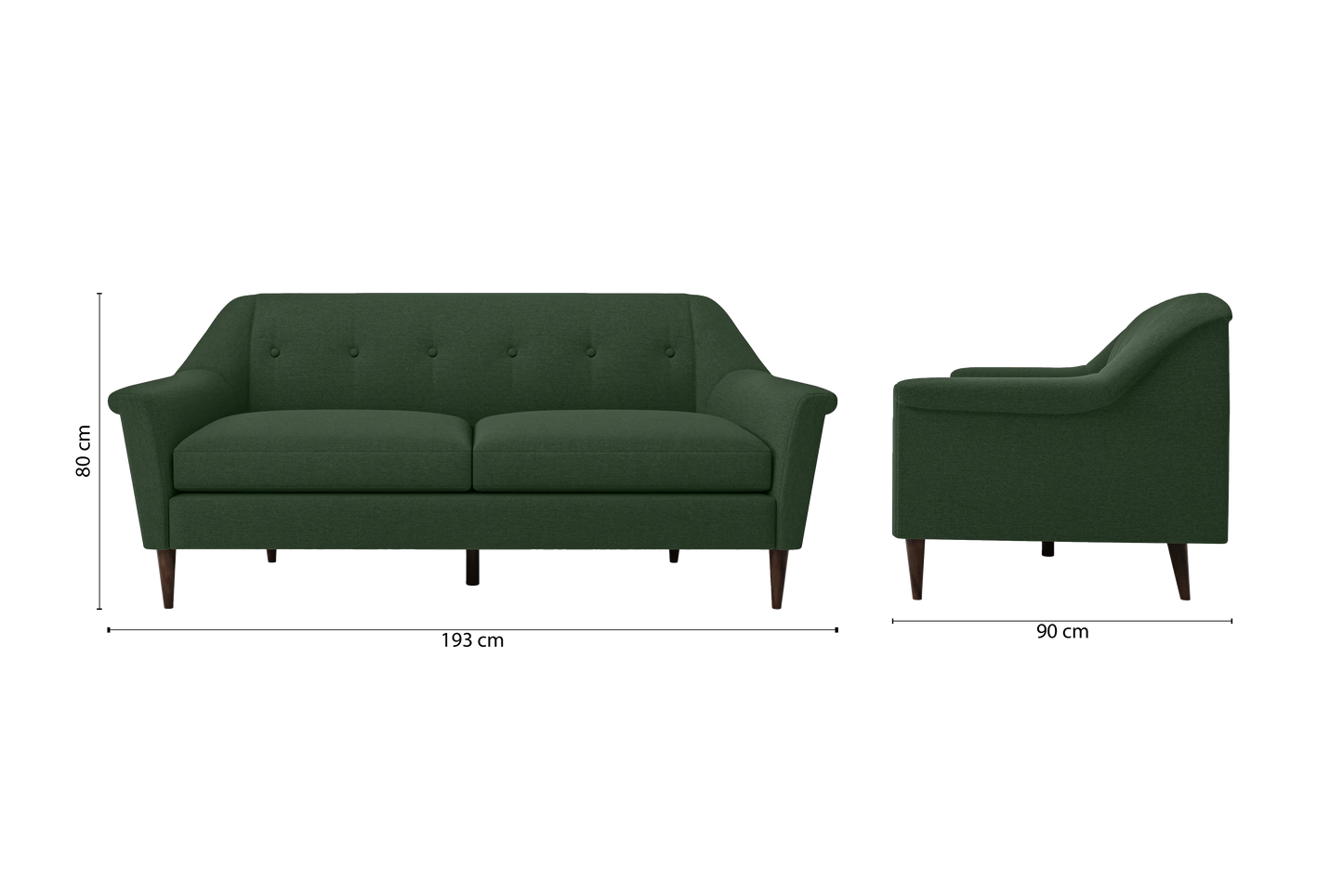 Giovanni 3 Seater Sofa Forest Green Linen Fabric