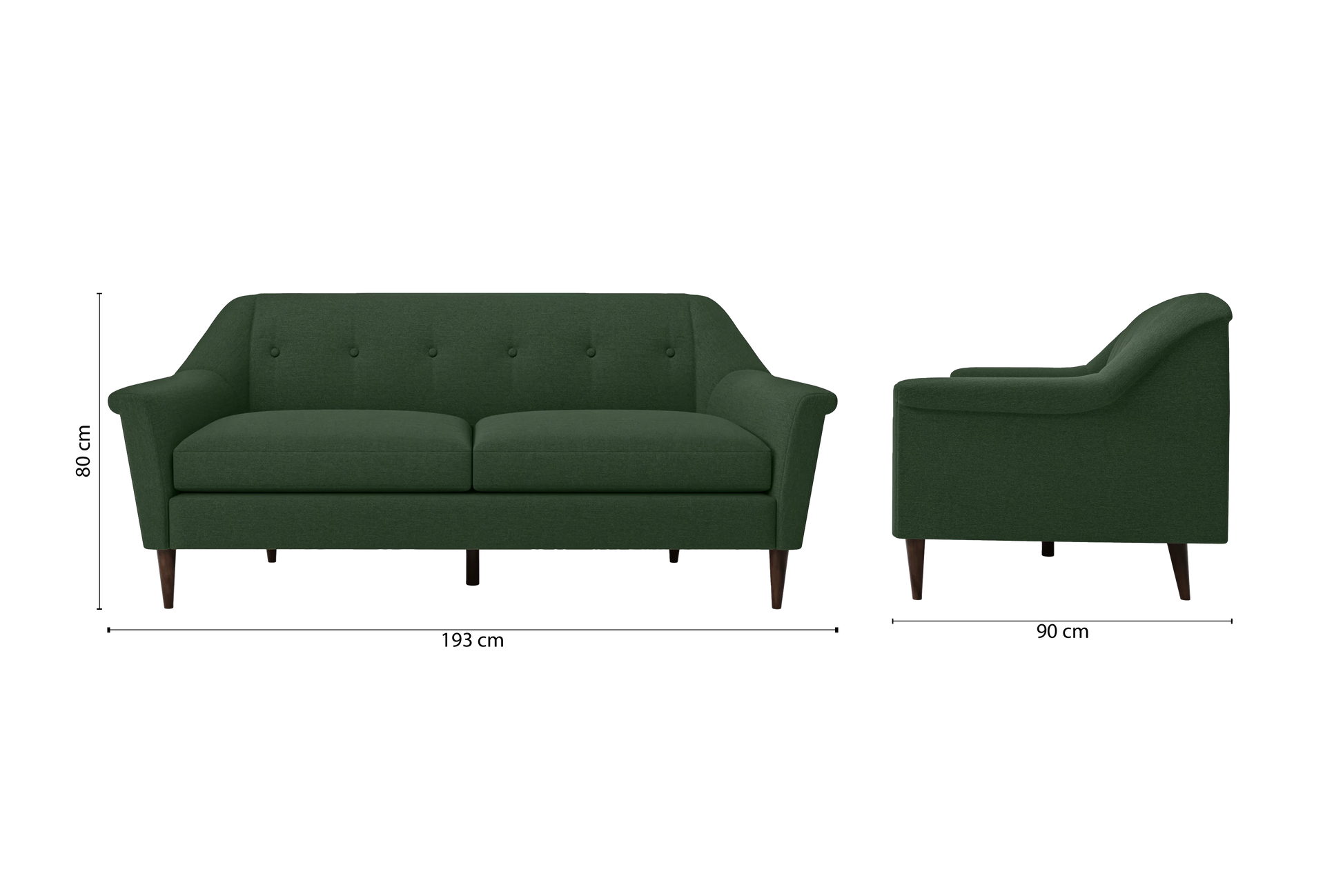 Giovanni 3 Seater Sofa Forest Green Linen Fabric